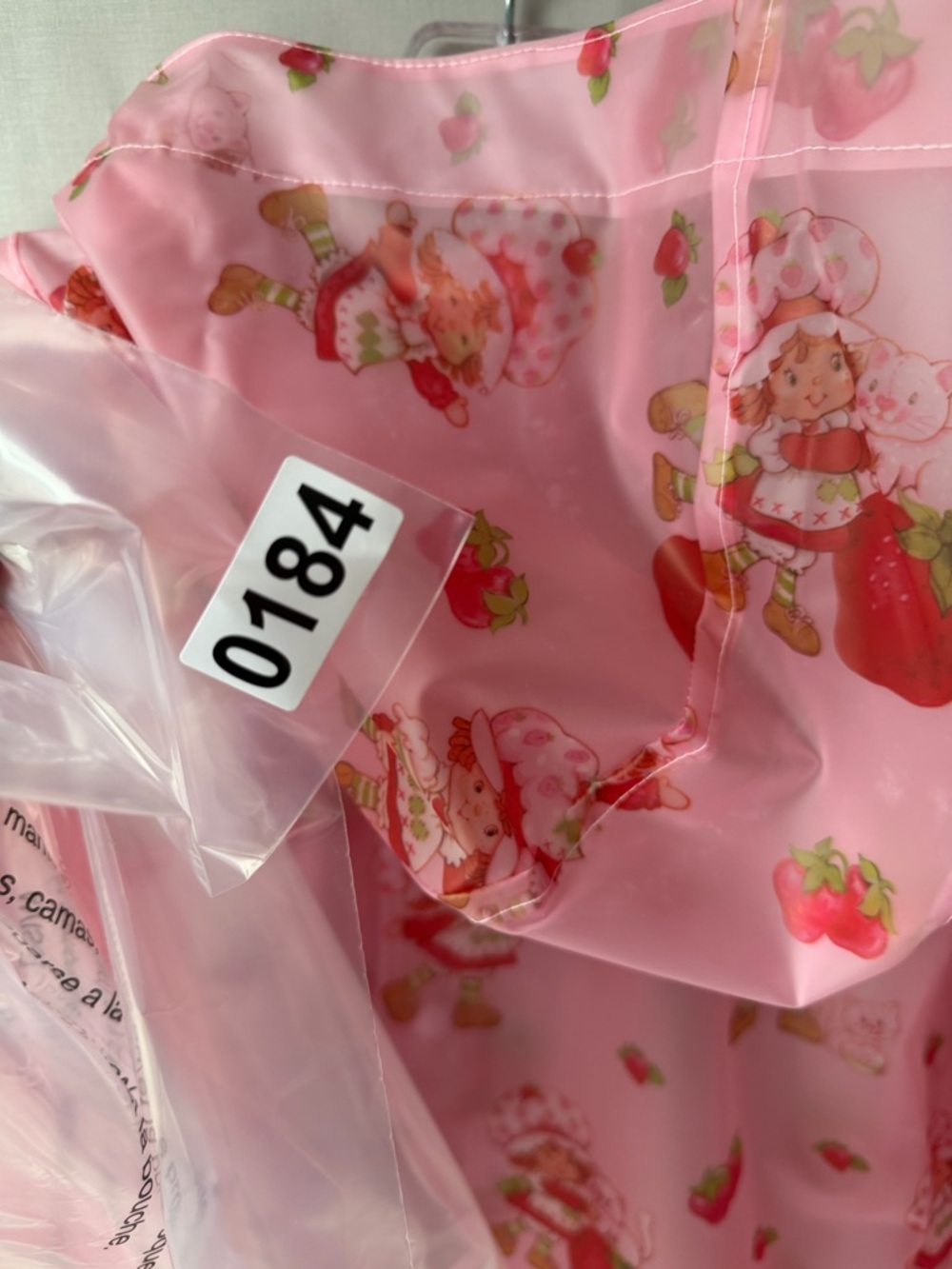 Pink Strawberry Short Cake Print Transparent Hooded Raincoat (i184) - Picture 13 of 13